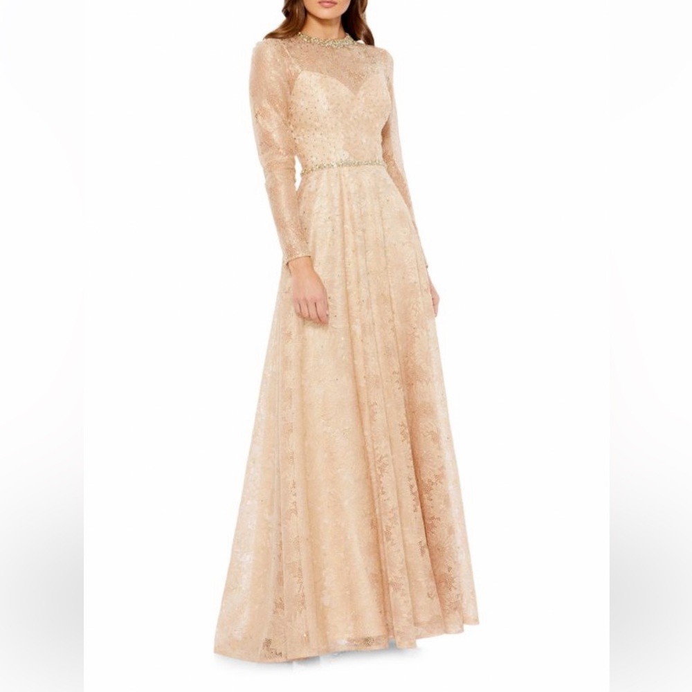 Mac Duggal Floral lace a-line gown